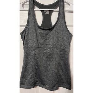 HEAD Womens Racerback Workout Tank Top Gray Heather Built-in Shelf Bra Size L